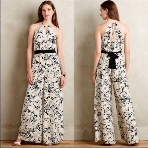 Anthropologie Pants - Anthropologie Elevenses Lilium Silk Floral Print Jumpsuit